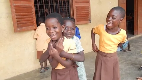 Kids In African Playing in Village Stock Footage