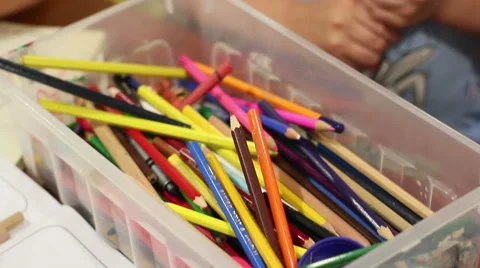 Kids And Crayons Stock Footage 54410149