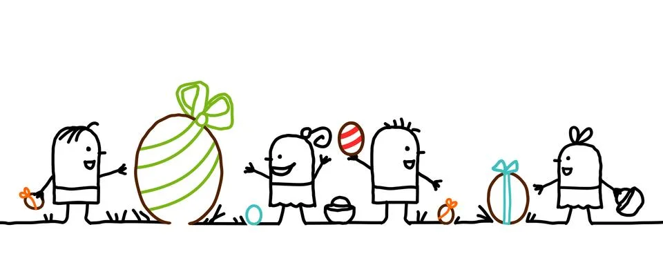 Kids and Easter day Stock Illustration