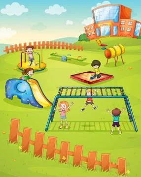Kids and monkey bar Stock Illustration