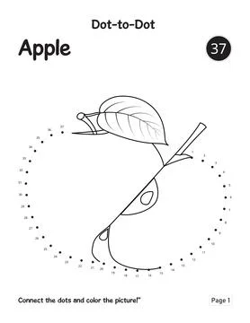 Kids apple dot to dot activity worksheet coloring puzzle book page Stock Illustration