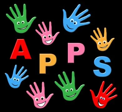 Kids apps representing application software and youngsters Stock Illustration