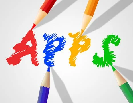 Kids apps representing application software and children Stock-Illustration
