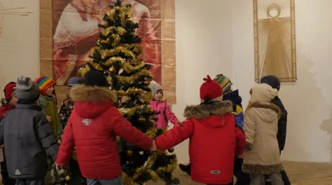 Kids Are Dancing Excursion House of Saint Nicholas Kiev-Pechersk Lavra Stock Footage 58142330