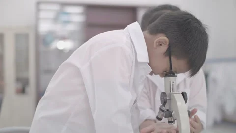 Kids are learning science at laboratory Stock Footage 134225855