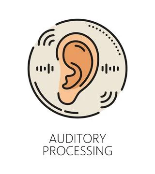 Kids auditory processing cognitive ability icon Stock Illustration