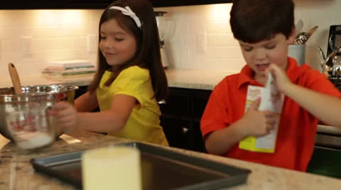 Kids Baking Cookies Stock Footage 25999544
