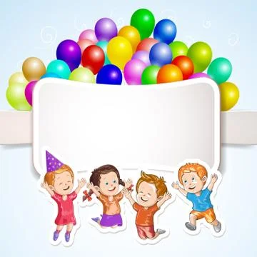 Kids with balloons Stock Illustration