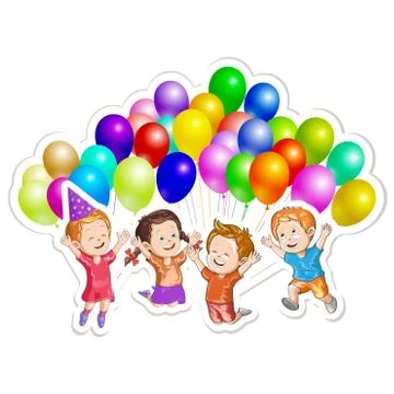 Kids with balloons Stock Illustration