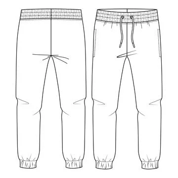 Kids Basic Fleece Sweat Pant fashion flat sketch template Stockillustratie