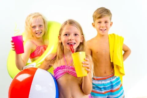 Kids on a beach Stock Photos