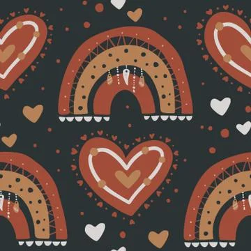 Kids boho vector seamless pattern. Stock Illustration