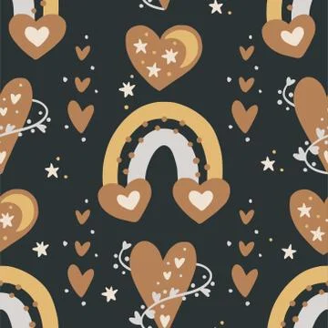 Kids boho vector seamless pattern. 스톡 일러스트