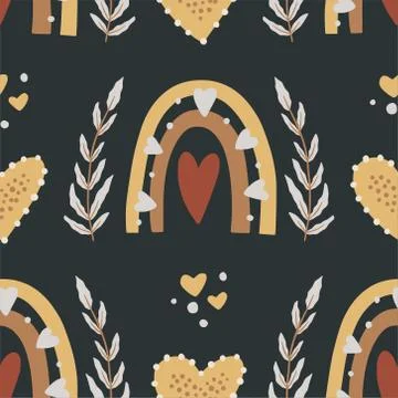 Kids boho vector seamless pattern. Stock Illustration