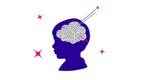 Kids Brain Thinking of Idea 4k Animation on White Background Stock Footage 346168521