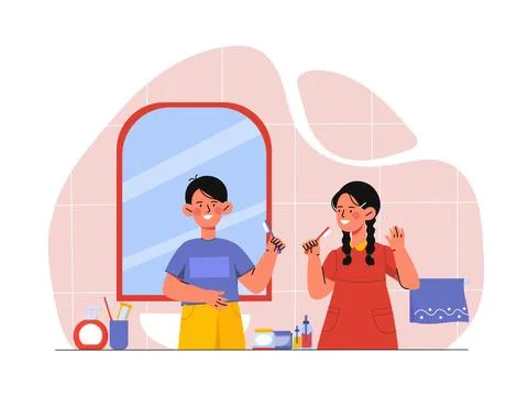 Kids brush teeth vector concept Stock-Illustration