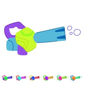 Kids bubble gun toy vector cartoon graphic Stock Illustration