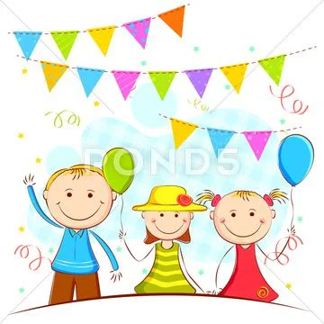 Kids in Celebration Background Stock Illustration