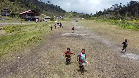 Kid's Chasing Drone  Stock Footage 171732551