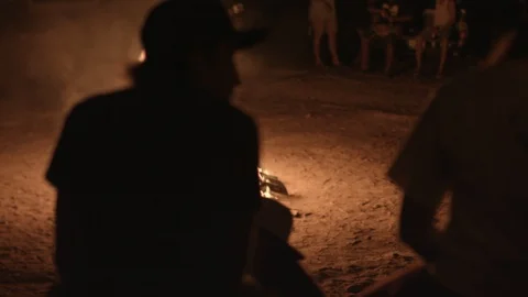 Kids chilling at a campfire Vidéo 87140031