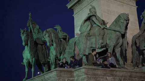 Kids Chilling at night, Hungary Stock Footage