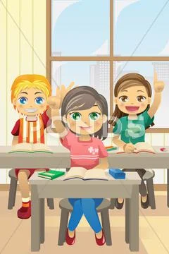 Kids in classroom Stock Illustration