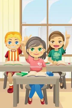 Kids in classroom Stock Illustration
