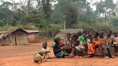 Kids cluster with a dog Stock Footage 80622666