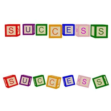 Kids color cubes with letters. Success. For business and life. Vector. Stock Illustration