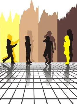 Kids on color strips Stock-Illustration