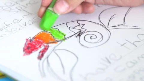 Kids coloring with rayon Stock Footage 283992906