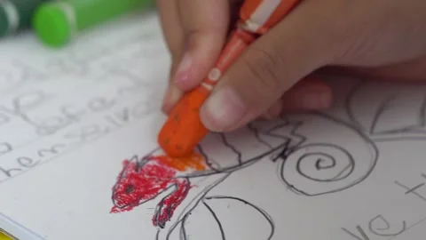 Kids coloring with rayon Stock Footage 283993097