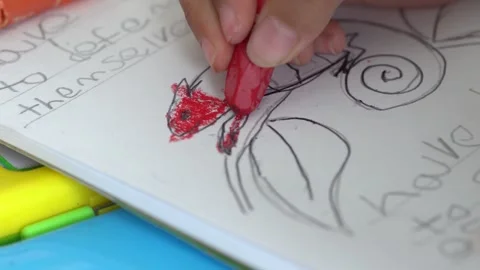Kids coloring with rayon2 Stock Footage 283993122