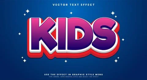 Kids Comic Style 3d editable text effect 库存插图