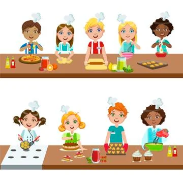Kids In Cooking Class イラスト素材