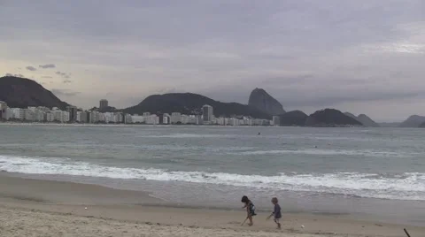Kids on Copa Beach Playing Stock Footage 54171289
