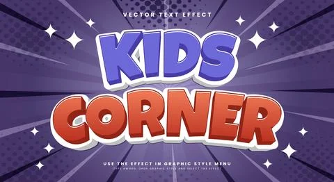 Kids Corner 3d editable text effect Template イラスト素材