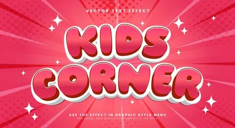 Kids Corner 3d editable text effect Stock Illustration