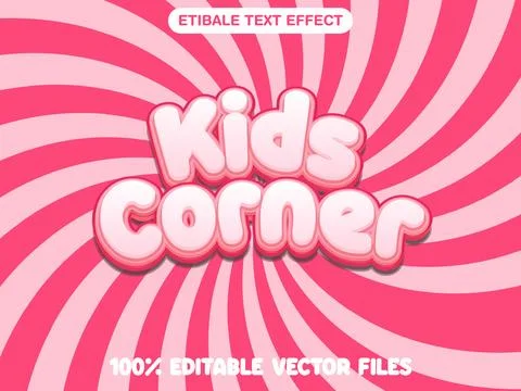 Kids corner 3d fun editable text effect Stock Illustration