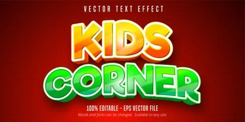 Kids corner text, comic style editable text effect Stock Illustration
