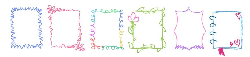 Kids crayon frames set isolated on white Stock Illustration