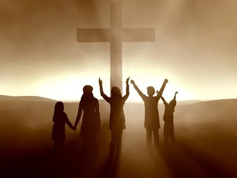 Kids at the Cross Illustrazione stock