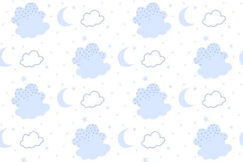 Kids cute doodle cloud dot seamless pattern vector 스톡 일러스트