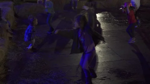 Kids dancing at fair at night Video stock 49152798