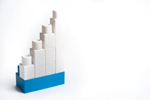 Kids development, Building blocks and construction. White and blue color bloc Stock Photos