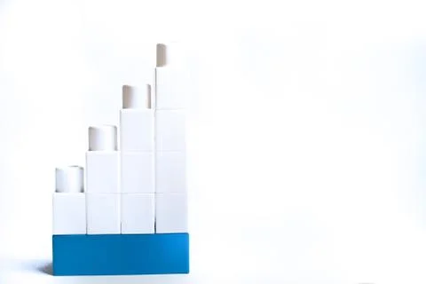 Kids development, Building blocks and construction. White and blue color bloc Stock Photos