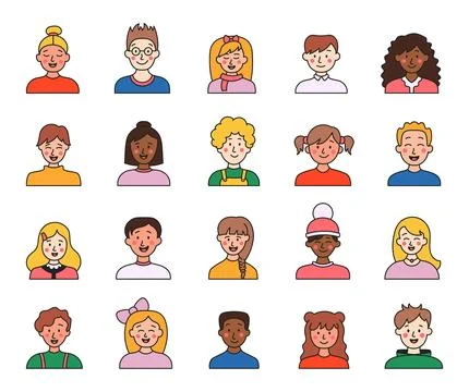 Kids different user profile. Pretty girl and boy. Stock Illustration