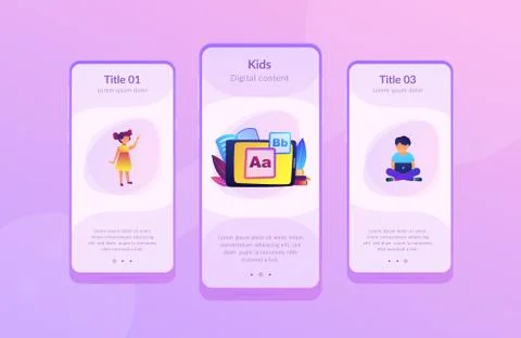 Kids digital content app interface template. Stock Illustration