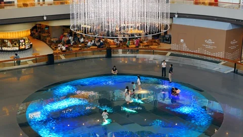 Kids on Digital Light Canvas inside The Shoppes Stock Footage 110920506