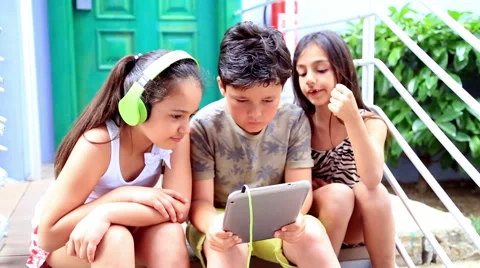 Kids with digital tablet 2 Stock Footage 63331152